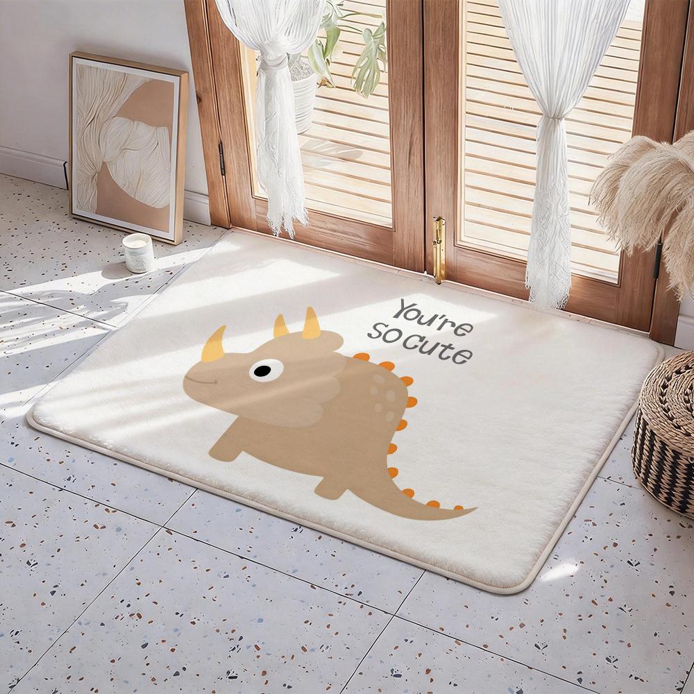 

Animal D Dinosaur Floor Mat Eco Flannel Doormat Non Slip Odorless Indoor Floor Rug Soft Short Plush Home Mat 50x80cm