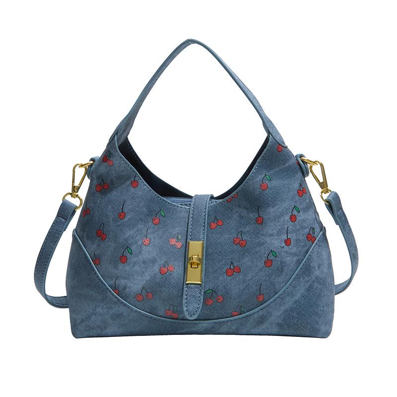 Women's Large-Capacity Color-Block Tote Bag with Cute Print