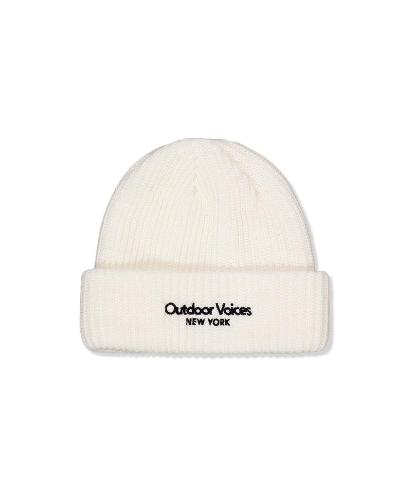 Ausdoeoboiseu Classic Logo Ny Cuff Beanie (Ivory)