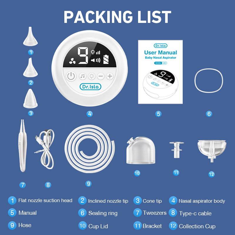 Baby Nasal Aspirator Electric Nose Cleaner with Built-In Music & Night Light Rechargeable Nose Booger Sucker for Babies