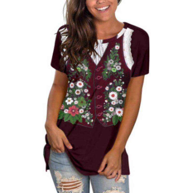 

Летний топ с круглым вырезом и 3D-принтом, модные повседневные женские футболки с короткими рукавами XS