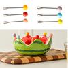 Fruit Plate And Fruit Fork Set Ceramic Watermelon Bowl with Stainless Steel Fork Multipurpose Kitchenware for Fruit Dessert Snacks