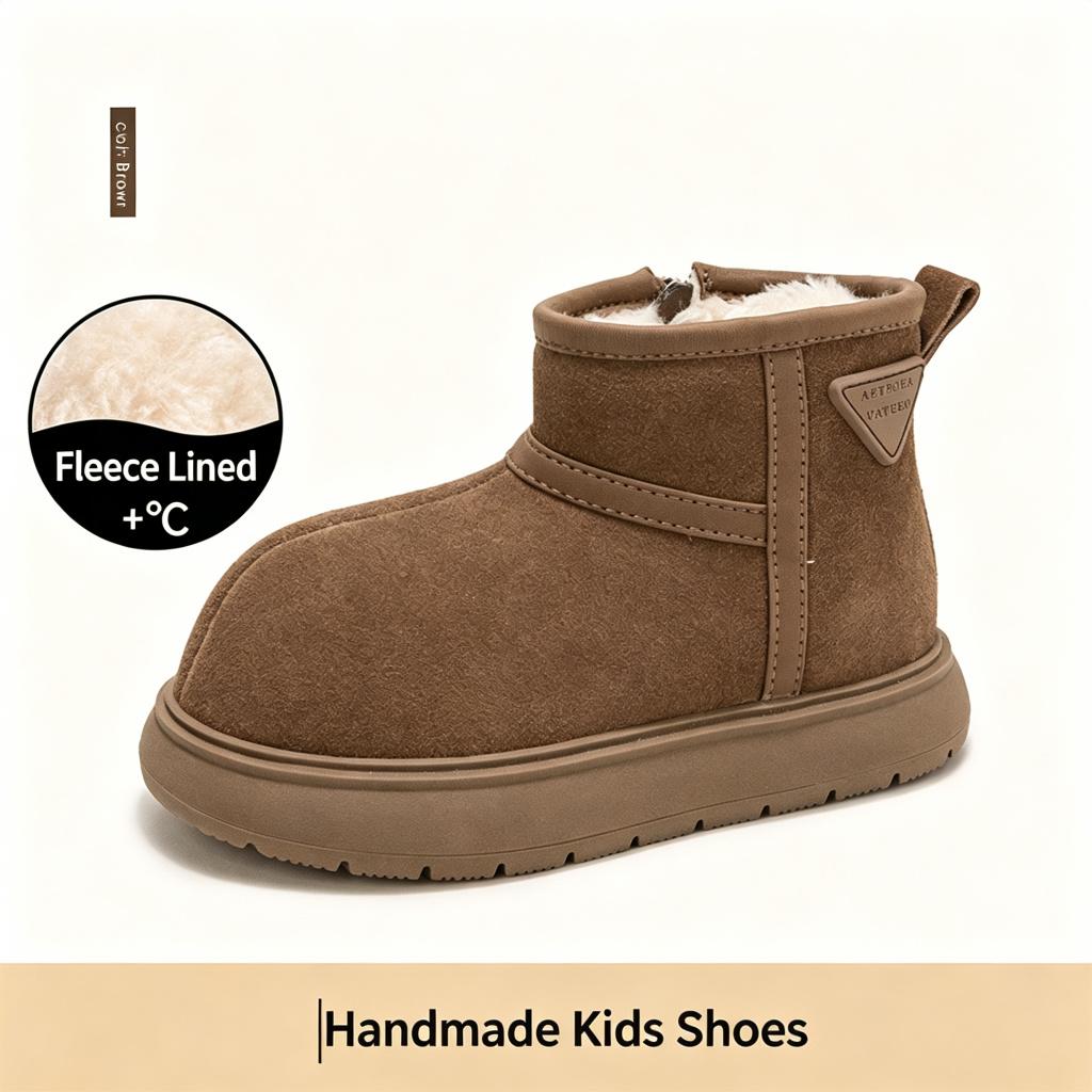 Kids Snow Boots Winter, Thick Cotton Ankle Boots For Girls Boys, Warm Suede Casual Big Kids