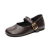 Vintage Braune flache einfarbige Schuhe Frühling flacher Boden kleine einfarbige Schuhe