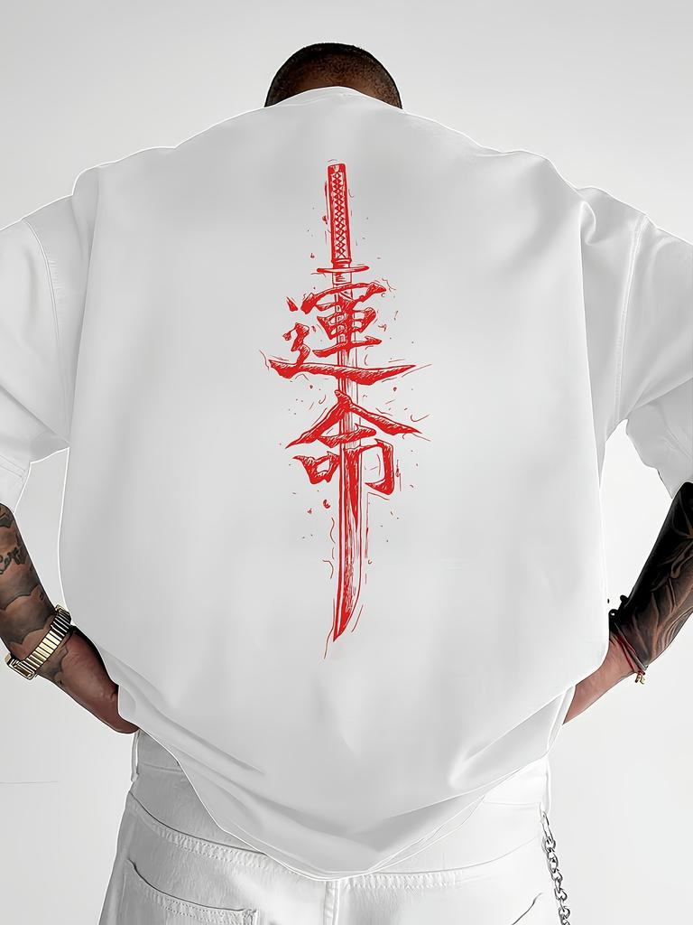 Japanese Samurai Sword Print 100 Cotton Trend Men Women Tshirt Summer Autumn Daily Outdoor Sports Party Casual Short Sleeve