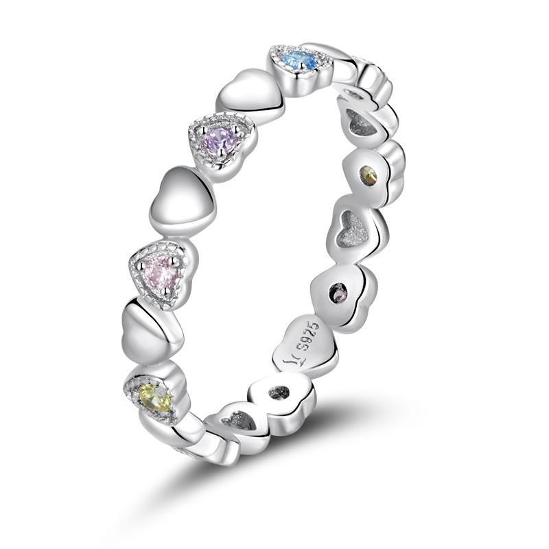WOSTU 925 Silver Simple Stackable Ring For Women Wedding AAA Zircon Band engagement Rings Size 6 7 8 9 10 Jewelry Gift