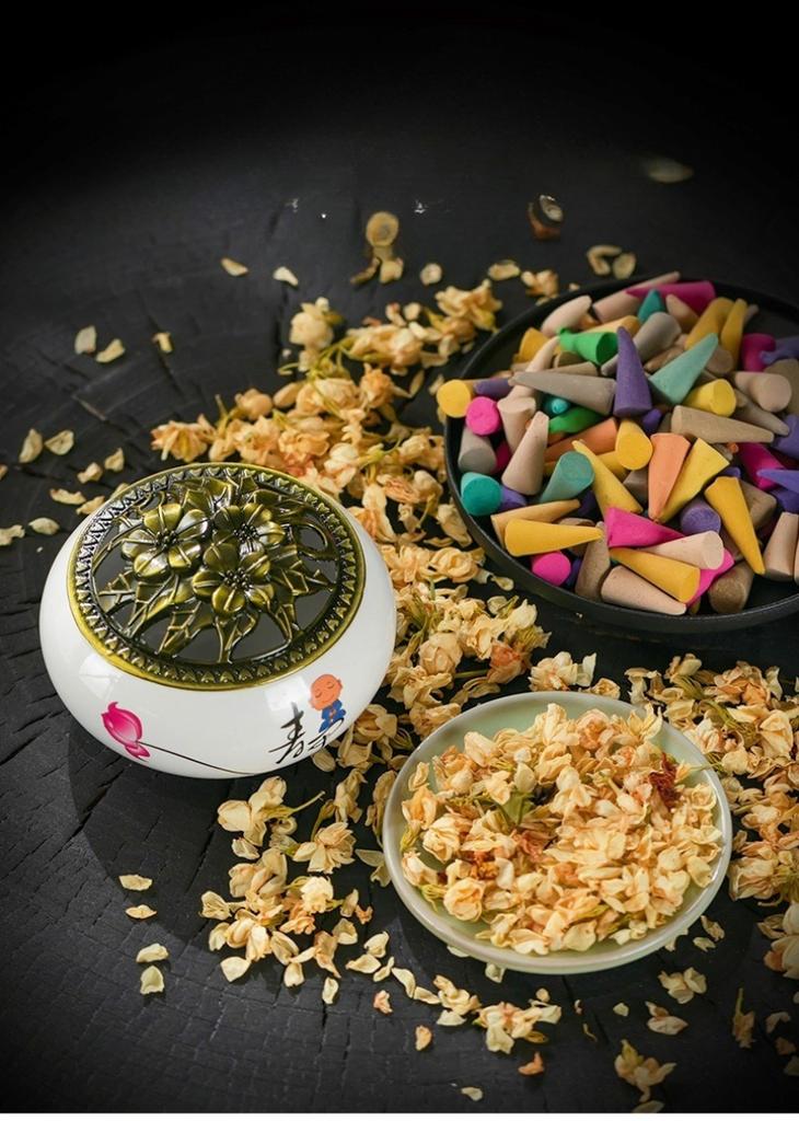 Mixed Natural Reflux Tower Incense Cone Rose Lavender Aromatherapy for Smoke Odor Remover Anxiety Relief Meditation Fragrance