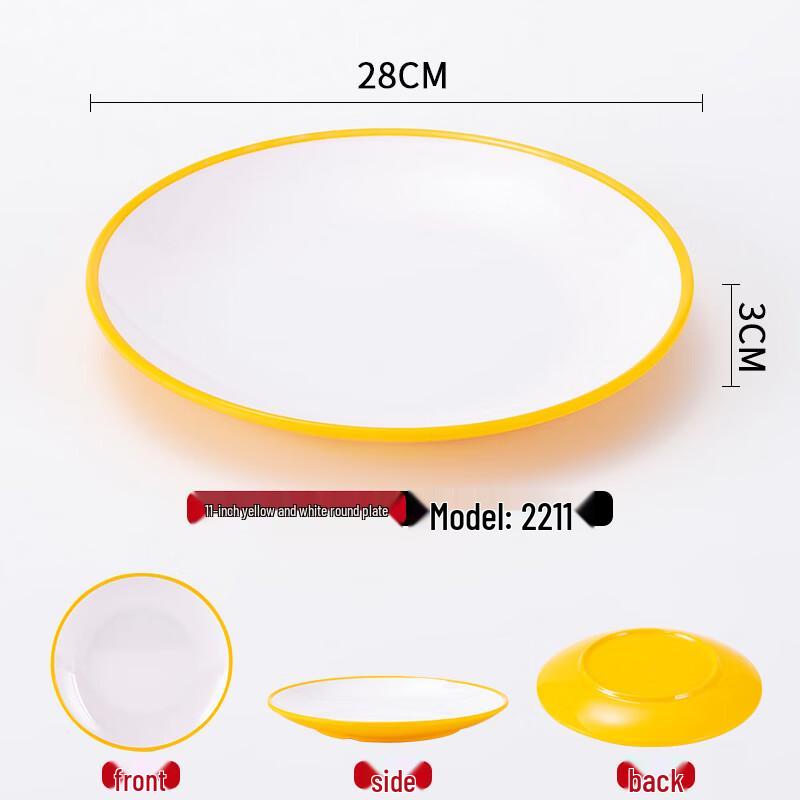 A5 Melamine Round Dining Plates - 5 Pack