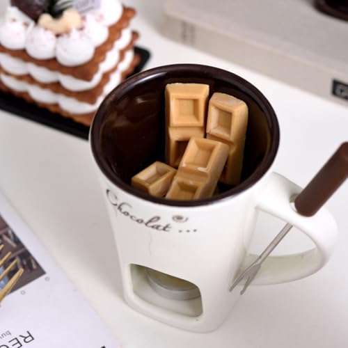 

130ml European Candle Cup Cheese Chocolate Milk Making Mug with Fork Creative Coffee Mugs Tableware Butter Melting Heating Cups 130ml білий
