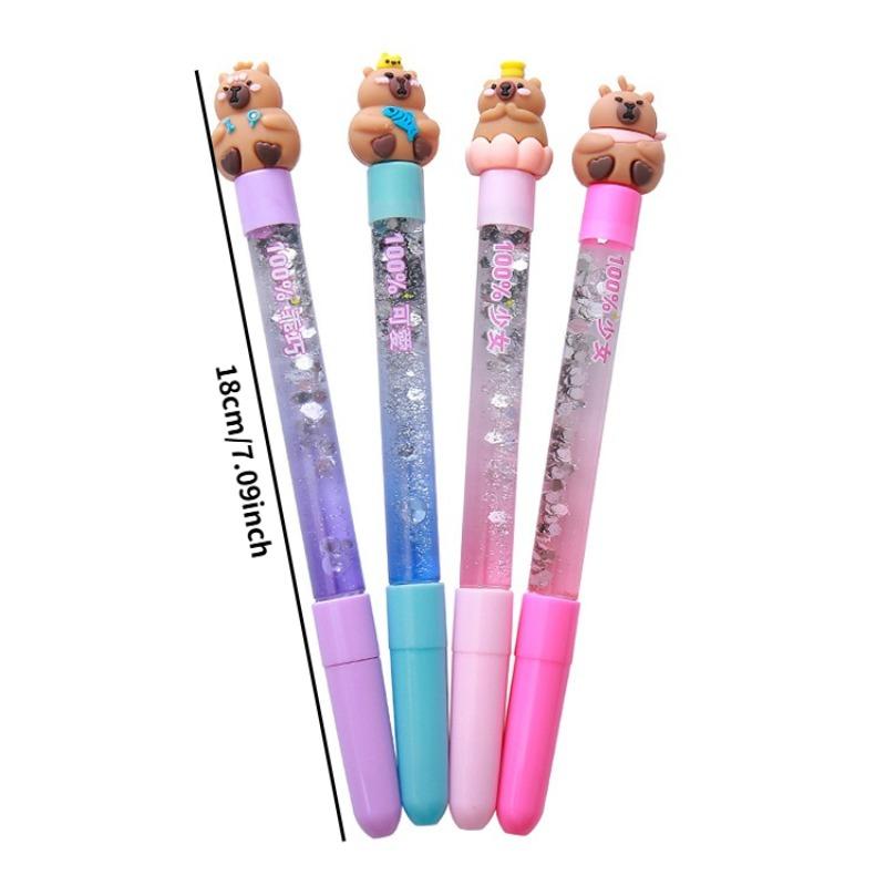 12 Pcs Cute  Purple Capybara topper Quicksand Ballpoint Pen,Signature Pen,  Student Classroom Prize Back-to-School Stationery Office Supplies