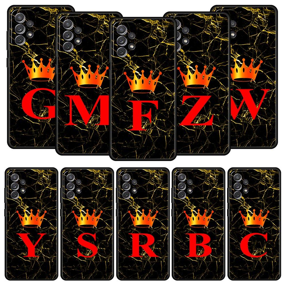 Marble Letter Phone Case for Samsung Galaxy A55 A35 A17 A07 A15 A13 A25 A51 A71 A72 A73 A32 A52 A52S A41 5G Soft TPU Shell Capas