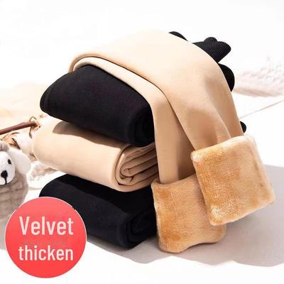 Velvet Thickened Anti-Snag Women's Seamless Leggings - Flesh-Colored Warm Pants for Autumn/Winter