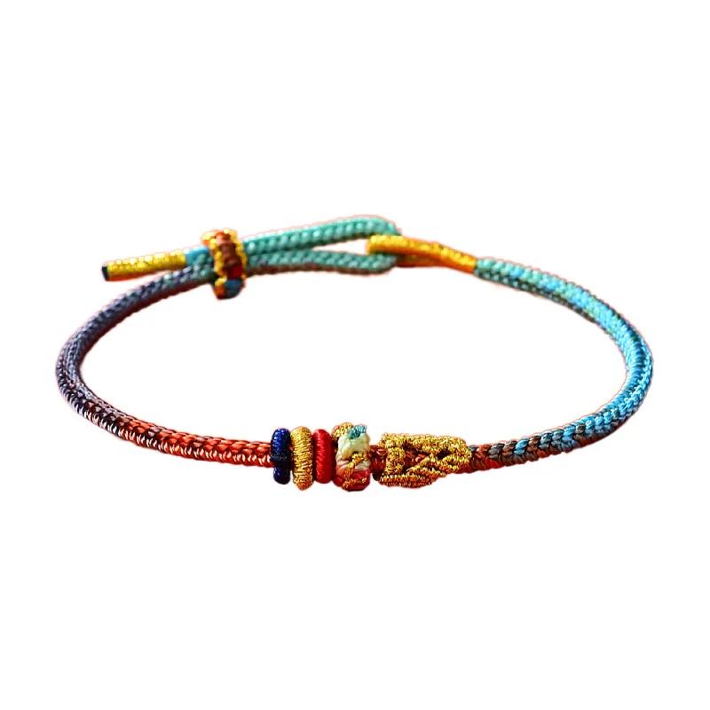 Fashionable Buddhist Lucky Adjustable Bracelets Couple Colorful Rope Handmade Braided Rope Chain Festival Party Jewelry