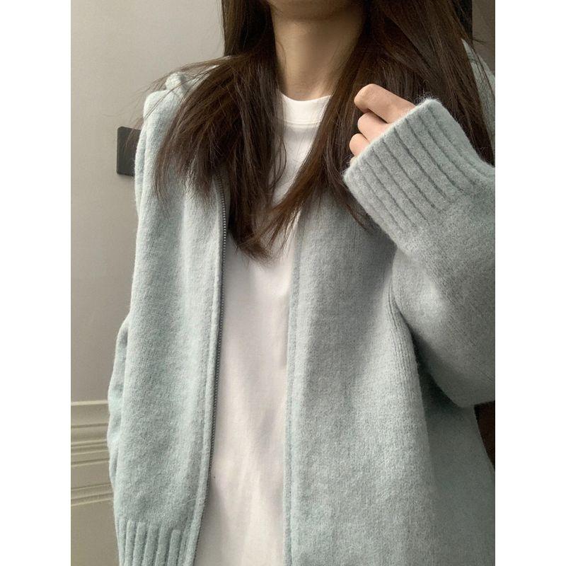 

Мягкий клейкий синий кардиган ранняя весна худи на молнии свитер Blue S [Recommendation 70/45.00kg]]