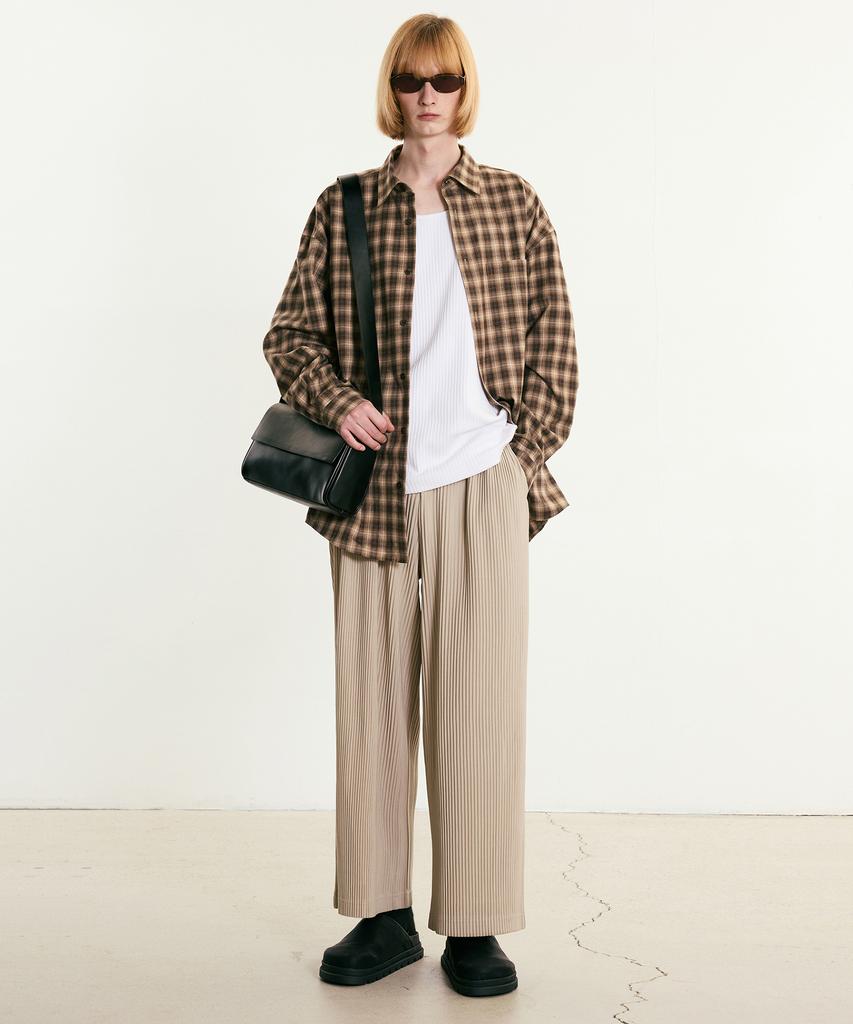 Tienjiti Yoyogi Pleats Wide-Fit Pants (Beige) Tnpa5F111I2