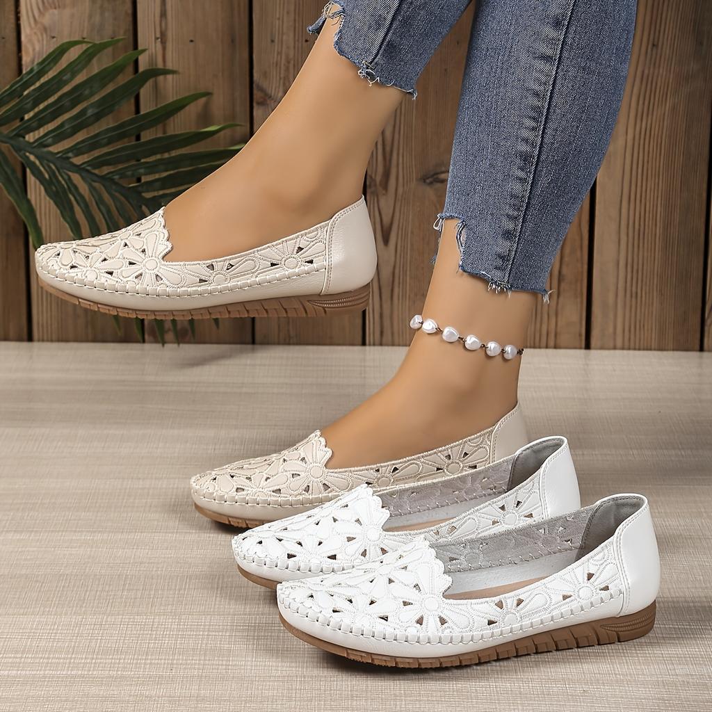 Kadın Modası Kesik Detaylı Slip-On Düz Ayakkabılar Hafif Rahat Günlük Ayakkabılar