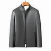 Genuine Leather Jacket Men's Sheepskin Autumn and Winter Stand-up Collar Daddy Leather Jacket Middle-aged Plus Velvet Warm Jacket