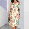 3D Geometric Stripe Print Elegant Women's Short-sleeved Summer Dress