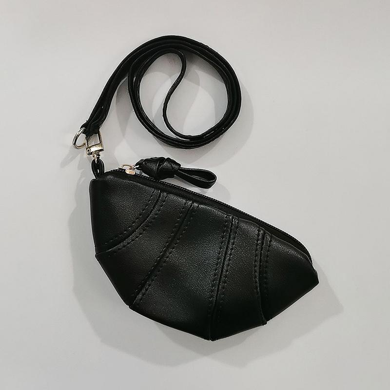 1pc New Retro Croissant Coin Purse Wristlet Bag Wallet Mini Zipper Girl Coin Wallet Cable Headset Bag Portable Lipstick Bag