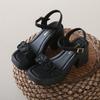 thick-soled thick-heeled high-heeled one-word sandals for women's summer wear, exquisite matching skirts, new models