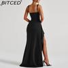 BITCED Women's Evening Gown Long Dress Summer Fashion Sexy Strapless Backless High-Slit Dress