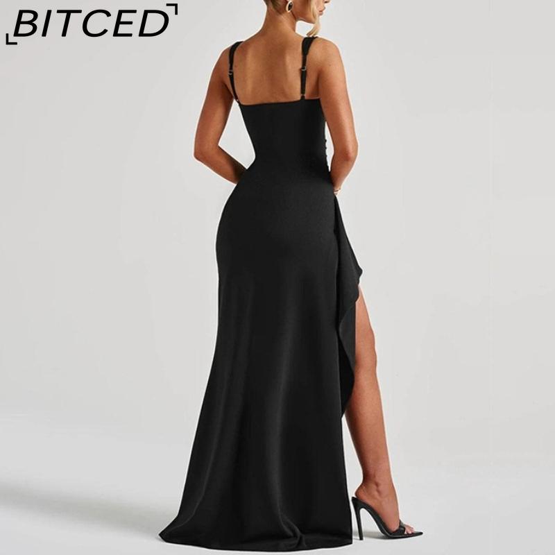 BITCED Women's Evening Gown Long Dress Summer Fashion Sexy Strapless Backless High-Slit Dress