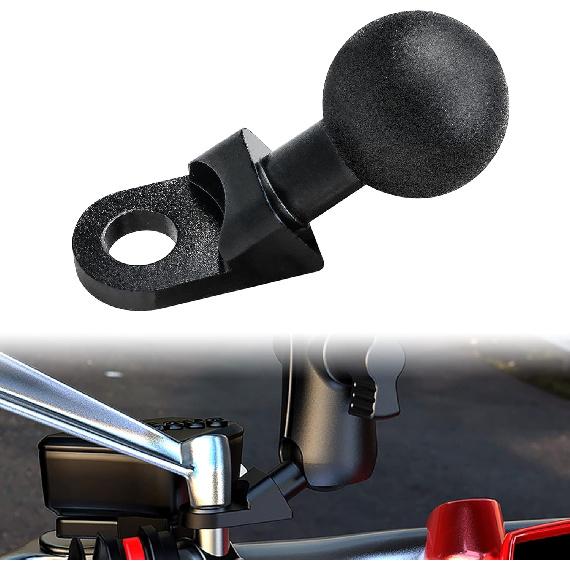 Motorcycle Phone Mount Adapter with 1” Ball, Rear View Mirror Mount for Secure Phone Holding, Compatible with RAM Mount & 1 Inch Ball Socket