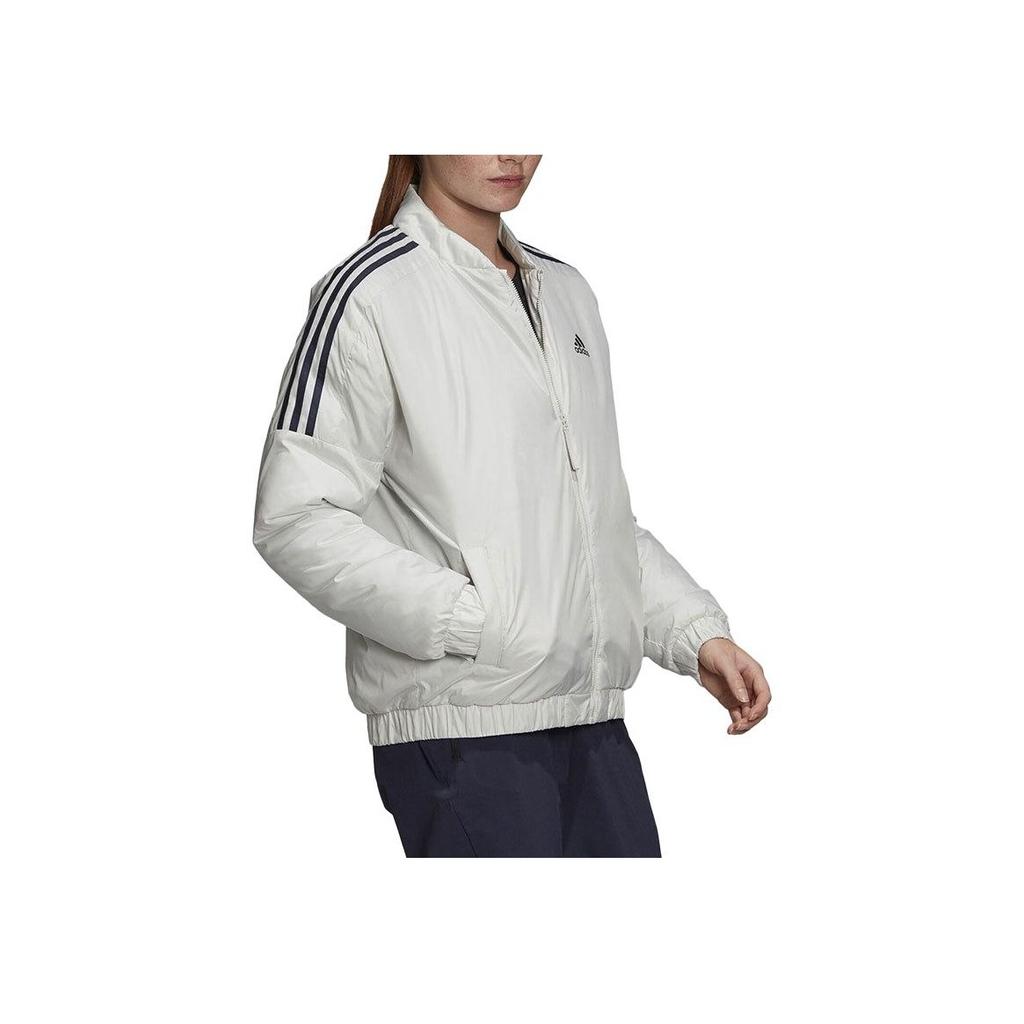 Adidas Sports Windproof Warm Stand-Up Collar Cotton Jacket Women Jackets White GH4582