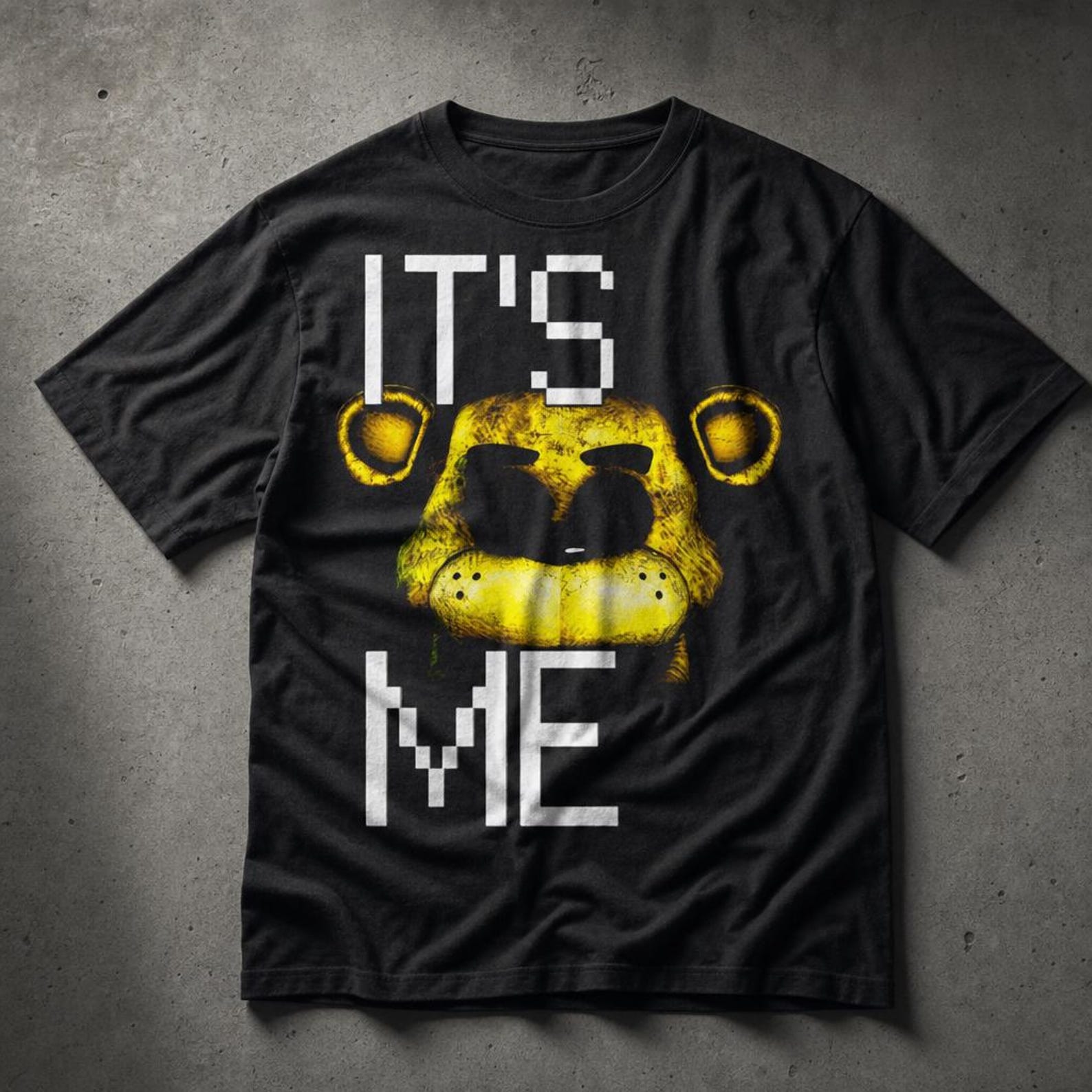 Golden Freddy IT S ME T-Shirt, Retro 8-Bit Gaming Apparel, Horror Tee S