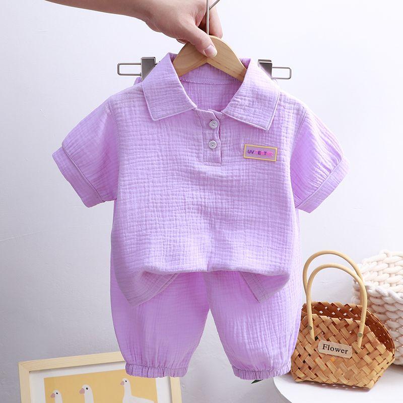 Children's Polo Shirt Set Summer Unisex Baby Air Conditioning Suit Two-piece Set Lapel Summer Style