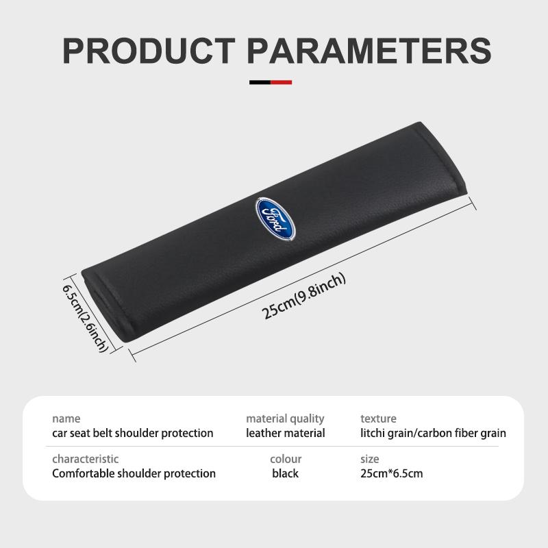 For Ford Car Safety Belt Shoulder Cover Carbon Fiber Texture Comfort Cushion Mk2 Mk3 Ranger Mondeo Mk4 S-MAX Kuga Mustang Fusion