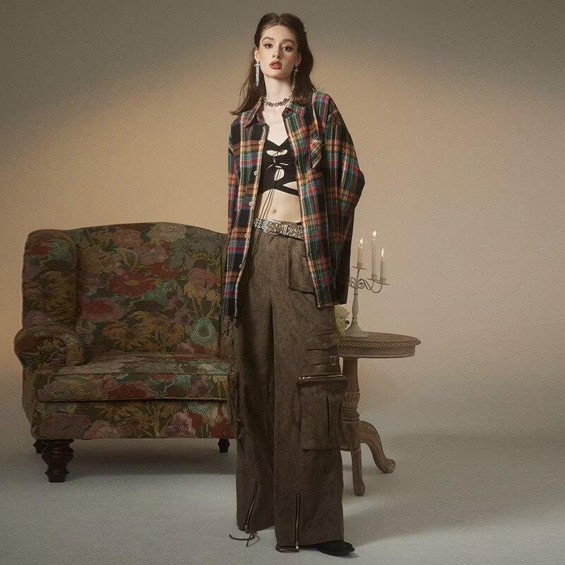 

Рубашка с длинным рукавом с буквенным принтом 2024 года в японском стиле в стиле Гонконга, свободная рубашка для мальчиков, летнее модное универсальное повседневное пальто 3XL красный