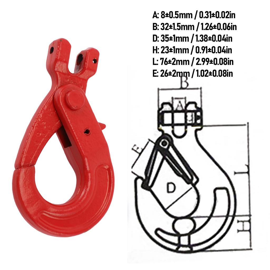 Safety Chain Hook 1.12T Load Capacity Grade 80 Alloy Steel Forged Clevis Slip Hook for Lifting and Transport