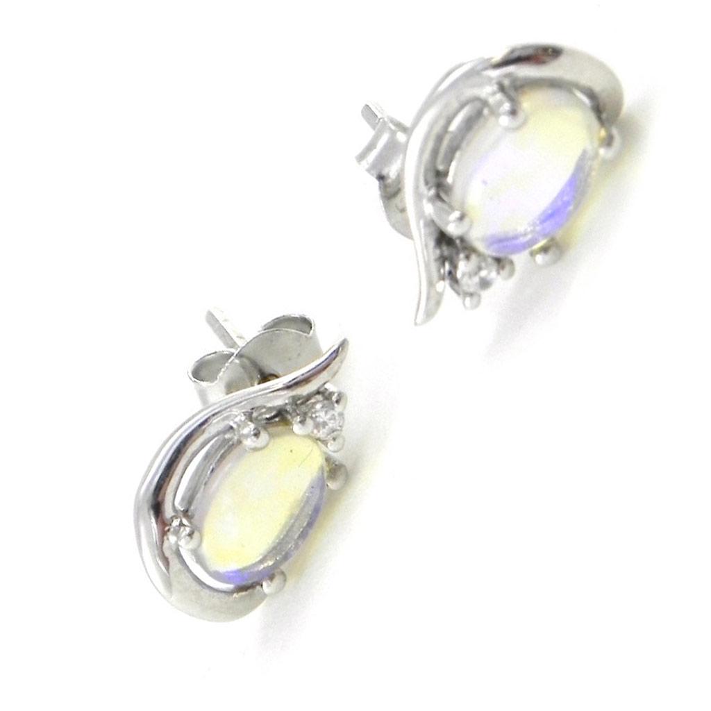 Les Trésors De Lily [I8911] - Silver Earrings 'Goddess Opal' Blue Opal