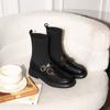 Fashion Stretch Skinny Women 2025 British Style Small Leather Shoes Booties Socks Boots