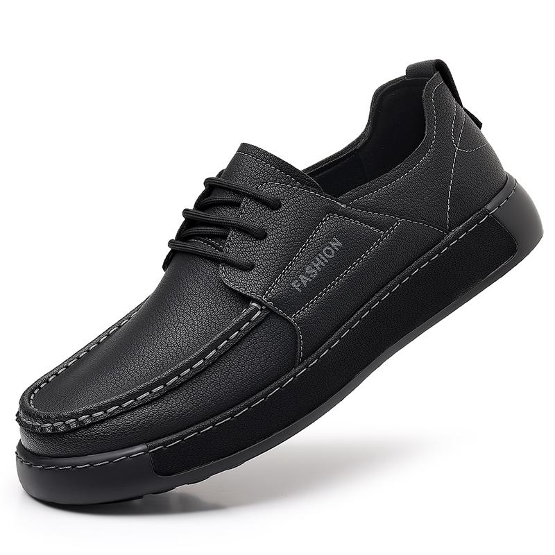 

Hot Sale Classic Genuine Leather Casual Shoes Men Low-cut Designer Outdoor Board Shoes Antiskid Comfy Oxford Work Shoes 44 чёрный