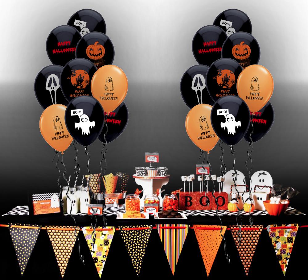 Zestaw Balonów Halloween Pomrańczowe Czarne 62Szt.