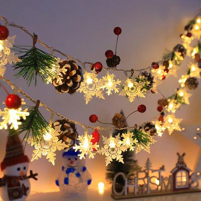 Christmas LED Snowflake String Lights Battery Operated Fairy Lights Garland For Holiday Home Decor