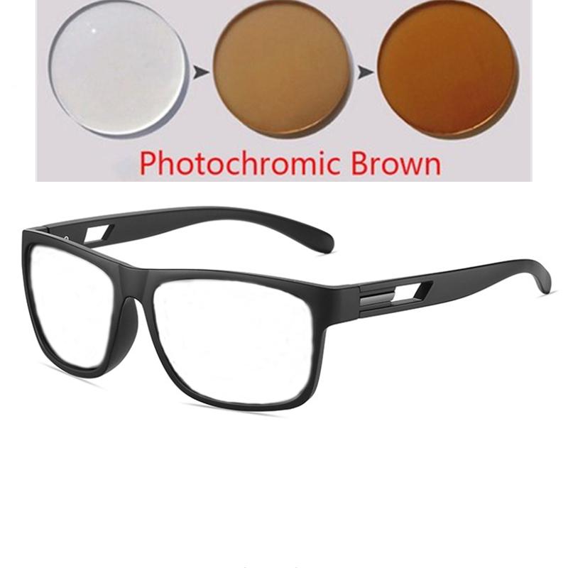 Sport-Sonnenbrille für draußen, quadratisch, für Kurzsichtige, Herren, bunt, blendfrei, mit Sehstärke, für Herren, 0 -0,5 -0,75 bis -6,0
