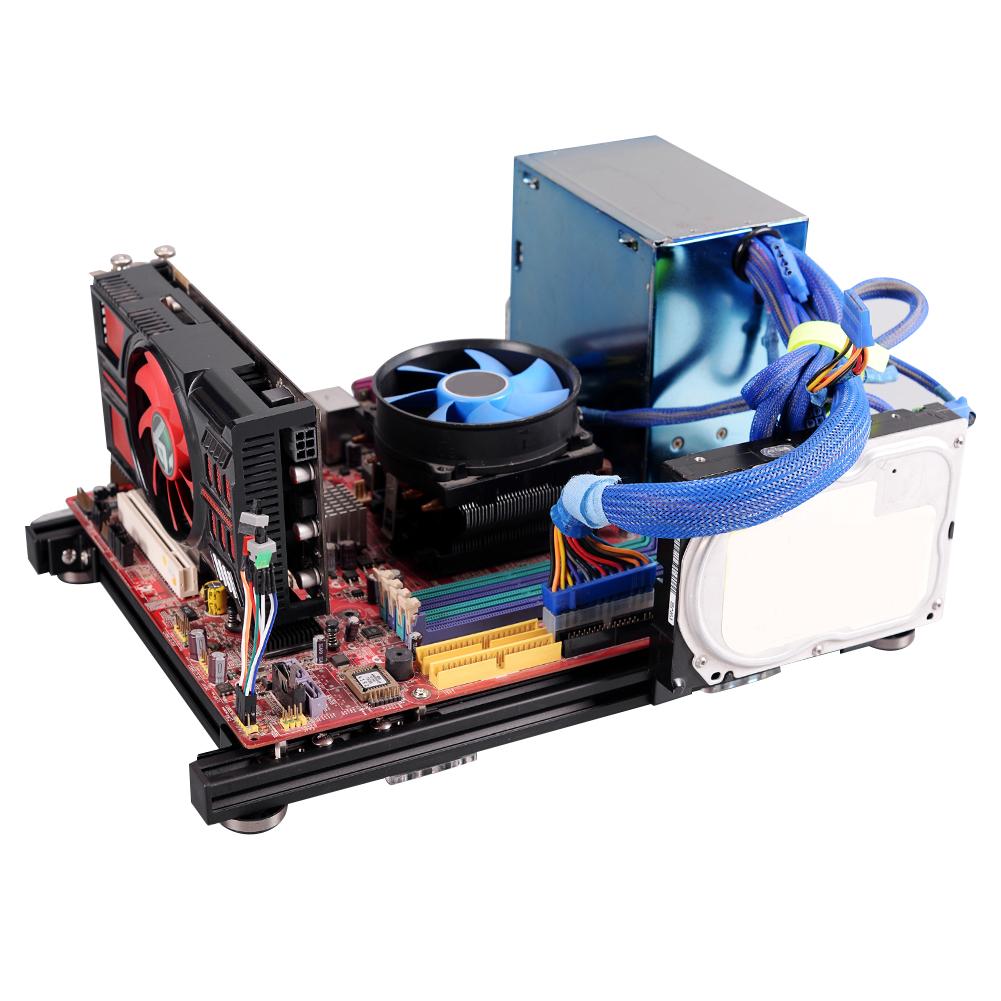 DIY Open Design Aluminum Alloy M ATX Computer Case Overclocking Test Platform (Full Black S)