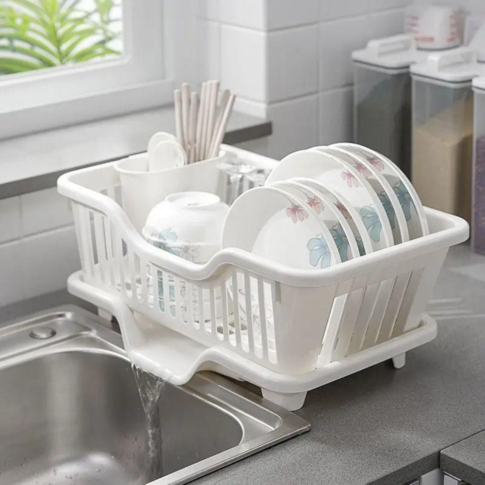 Durable Dish Drying Rack Square Storage Basket Drain Board Utensils Drainer Rack  Chopsticks