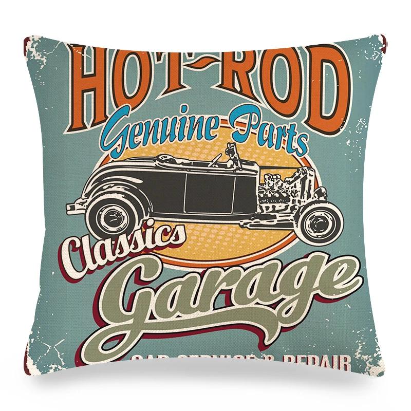 Vintage Poszewka Dekoracyjna w Stylu Amerykańskim Dekoracja Domu Drukowana Poszewka na Poduszkę na Sofę Retro Litery Poszewki na Poduszki Samochodowe 45x45cm