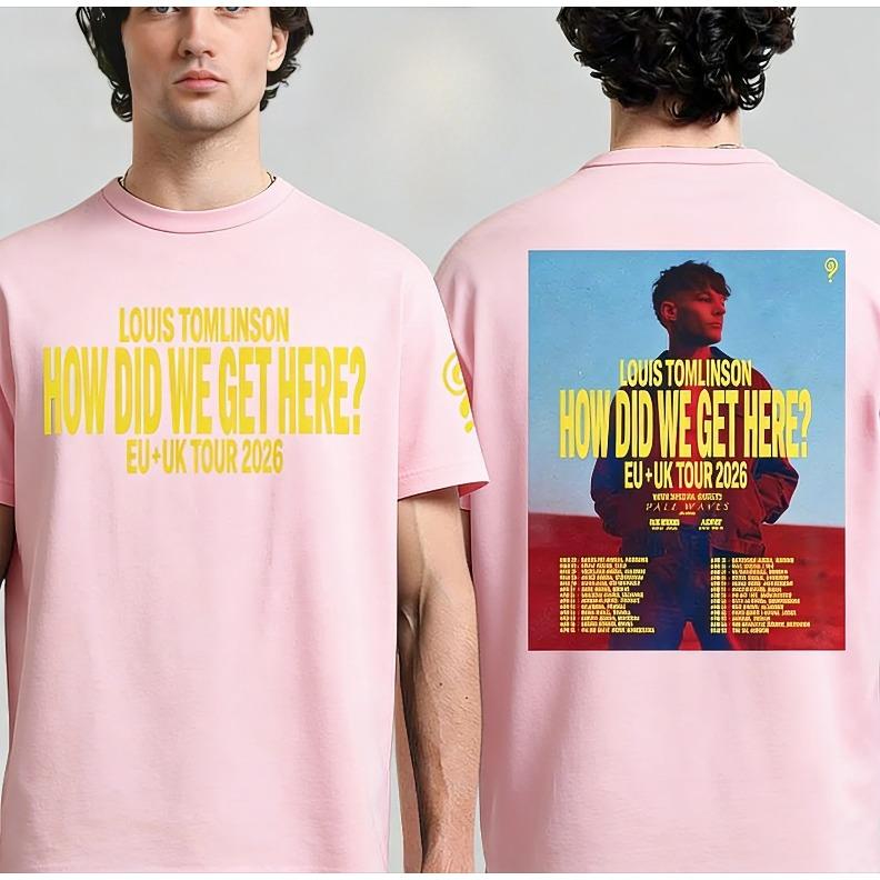 2026 Tour Dates for The Retro Concert Pattern T-Style Louis Tomlinson's _How We Got Here_ From _O and Y Tour Concerts_ -
