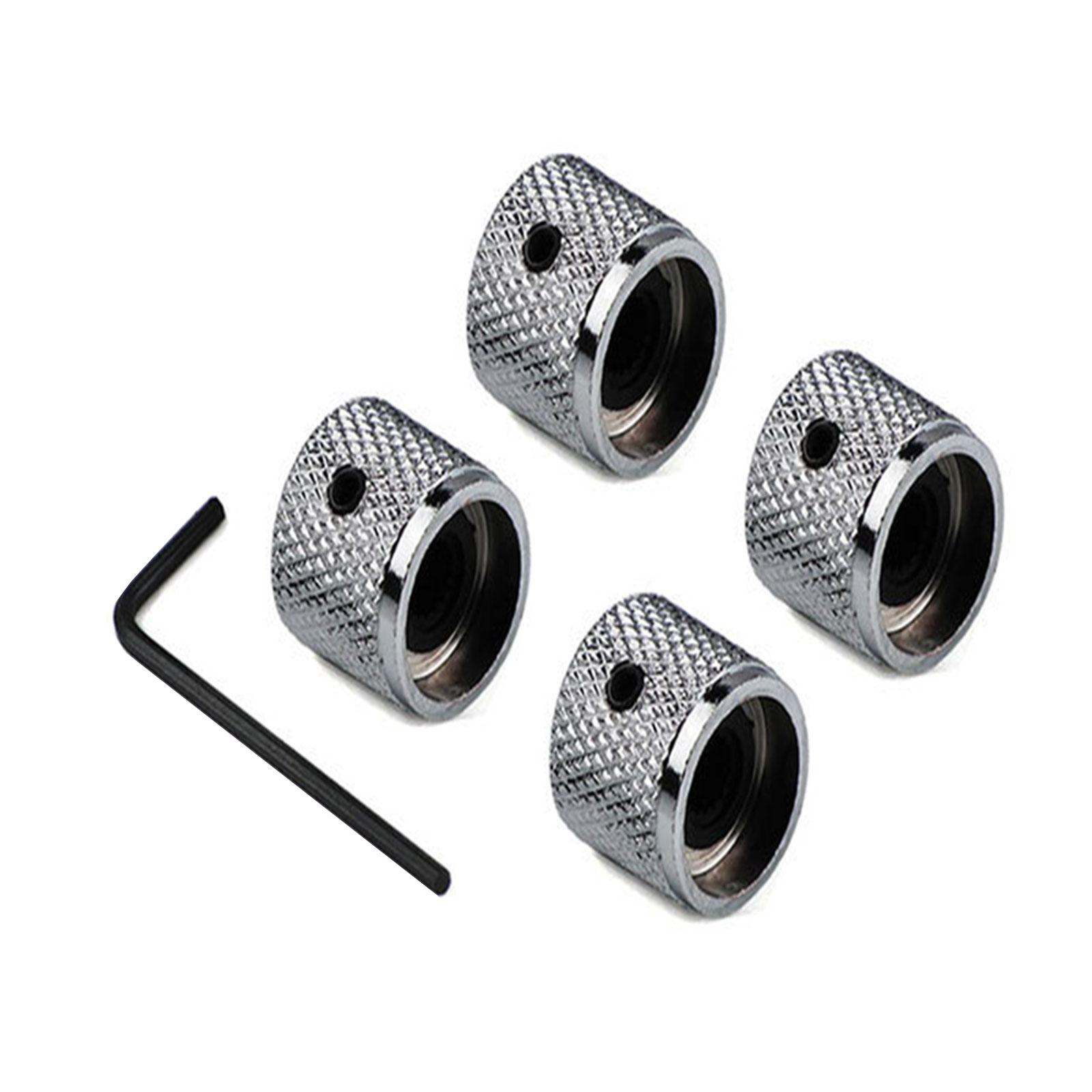 

Набор из 4 металлических ручек управления гитарой, ручки для музыкальных инструментов, модификации гитары, подходят для точной регулировки громкости и тона серебряный