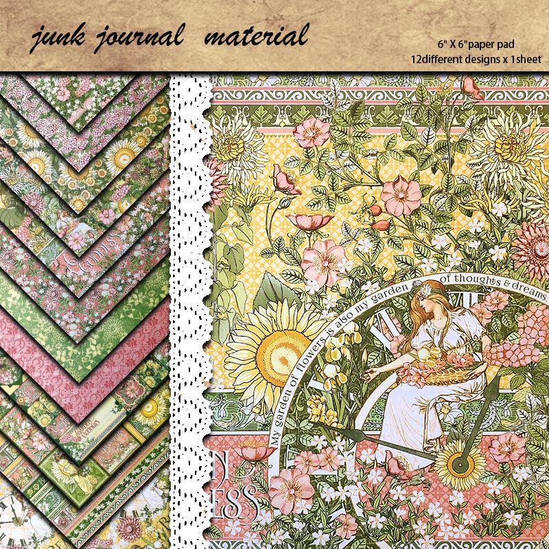 Retro Goddess Garden Journal Decorative Paper: 12 Sheets of Plants & Flowers Stickers