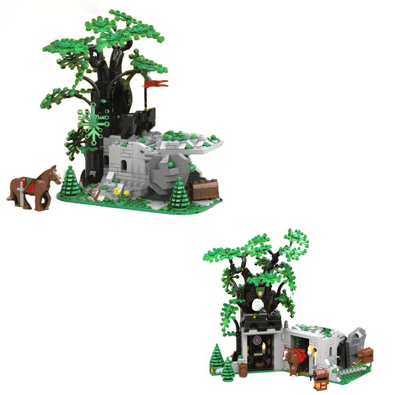 MOC średniowieczny zamek leśny placówka kamuflażowa placówka kamuflażowa model DIY kreatywny montaż klocki zabawka prezent dla dzieci