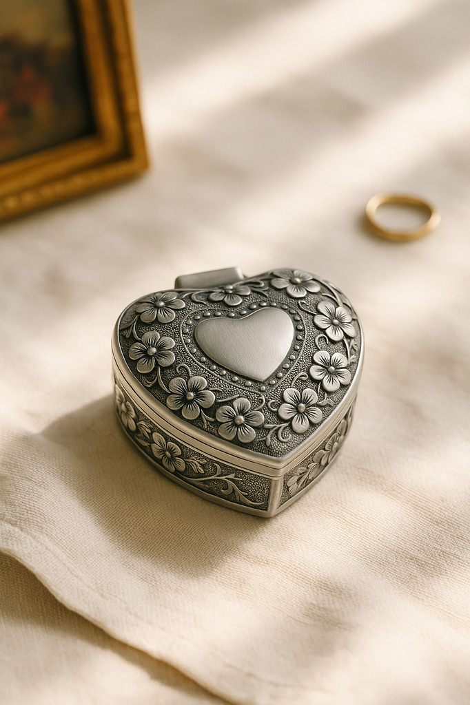Classic Vintage Antique Heart Shape Jewelry Box Ring Small Trinket Storage Organizer Chest Christmas Gift