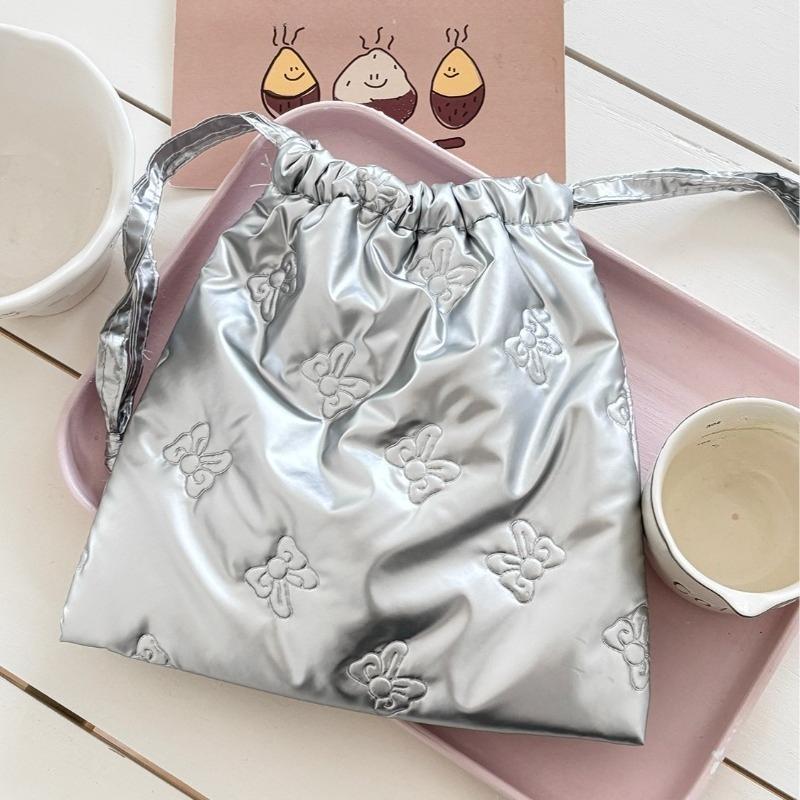 Cute Bow Drawstring Bags Women Drawstring Packaging Pocket Cosmetic Bag Makeup Bag Large Capacity Coin Purse Coin Pouch