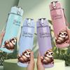 1PC Lazy Sloth Soft Watercolor Print 750ml Color Plastic Sports Water Bottle Leakproof Flip Straw Lid Suitable for Sports Office Home Use
