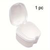 Portable Denture Case - Double Layer Storage Box with Drainage Holes & Cleaning Net, Travel-Friendly Brace/Keeper Container